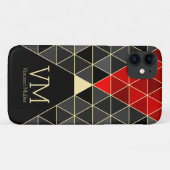 Coques Case-Mate iPhone Motif moderne triangle couleur rouge monogrammée (Dos (Horizontal))