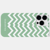 Coques Case-Mate iPhone Motif moderne vert Chevron Nom personnalisé (Verso (horizontal))