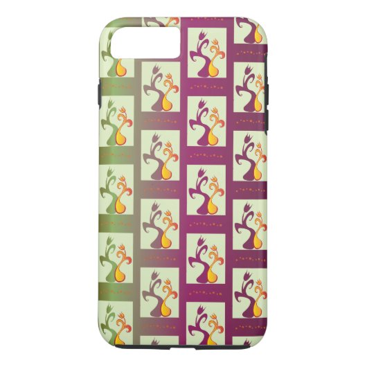 Coques Case-Mate iPhone Motif moderne vert et violet Tulip Couple (Dos)
