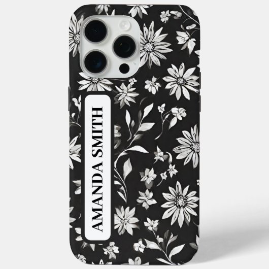 Coques Case-Mate iPhone Motif monochrome floral personnalisé (Verso)