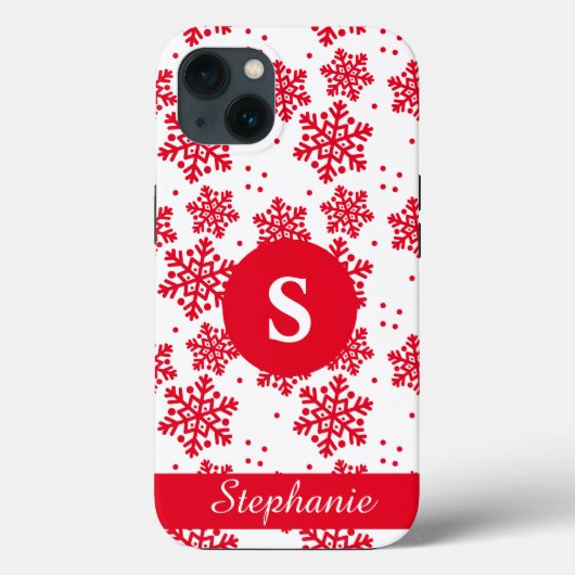 Coques Case-Mate iPhone Motif Monogram Coque-Mate de de flocon rouge et b (Verso)