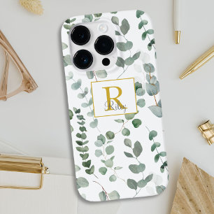 Coque Pour iPhone 14 Pro Motif Monogram Eucalyptus Vert