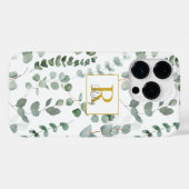 Coques Case-Mate iPhone Motif Monogram Eucalyptus Vert (Verso (horizontal))