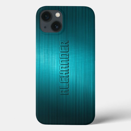 Coques Case-Mate iPhone Motif-Monogramme 2 en métal bleu turquoise (Verso)