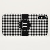 Coques Case-Mate iPhone Motif Monogramme de chèques en noir et blanc (Dos (Horizontal))