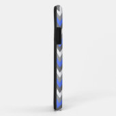 Coques Case-Mate iPhone Motif Monogramme de Cornflower Bleu & Gris Chevron (Dos/Droite)