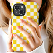 Coques Case-Mate iPhone Motif Monogramme en damier Jaune Et Blanc
