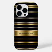 Coques Case-Mate iPhone Motif Monogramme Gold & Black Stripes (Verso)