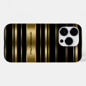 Coques Case-Mate iPhone Motif Monogramme Gold & Black Stripes (Verso (horizontal))