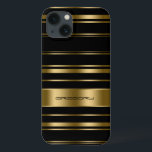 Etui iPhone Case-Mate Motif Monogramme Gold & Black Stripes<br><div class="desc">Elégant motif doré et rayures noires. monogramme personnalisable.</div>