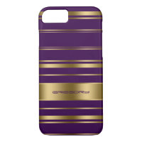 Motif Monogramme Gold & Purple Stripes