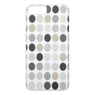 Coques Pour iPhone Motif monogramme moderne à pois noir et blanc