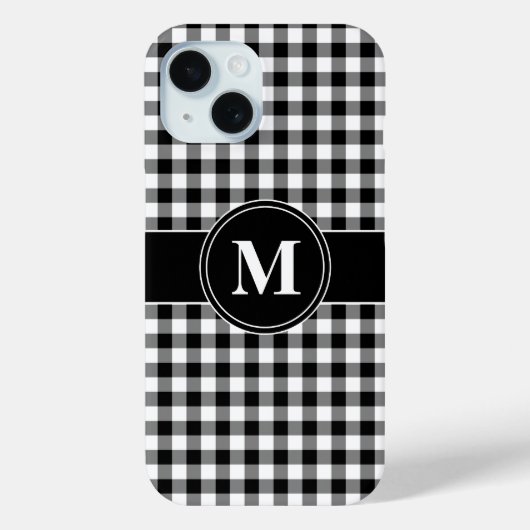 Coques Case-Mate iPhone Motif monogramme moderne noir et blanc (Verso)