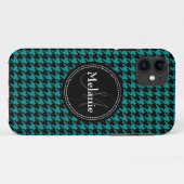 Coques Case-Mate iPhone Motif monogramme noir bleu foncé (Dos (Horizontal))