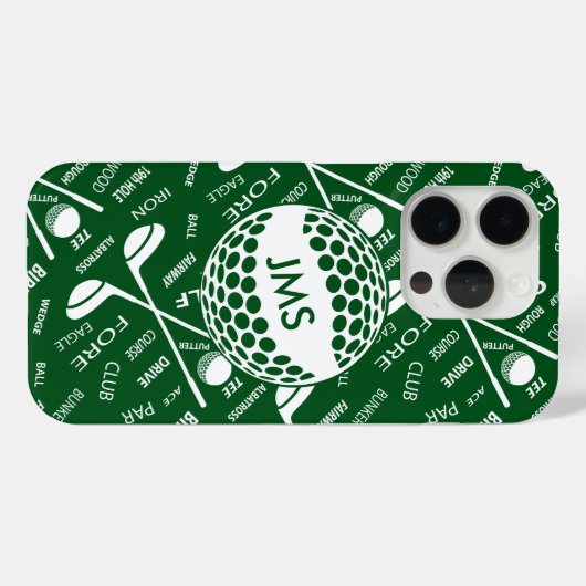 Coques Case-Mate iPhone Motif monogramme pour Golfer (Verso (horizontal))