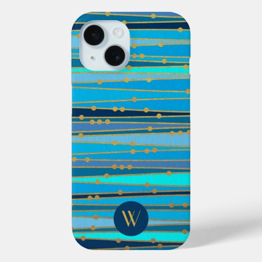 Coques Case-Mate iPhone Motif Monogramme Rayures Bleues Élégant (Verso)