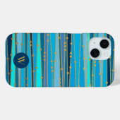 Coques Case-Mate iPhone Motif Monogramme Rayures Bleues Élégant (Verso (horizontal))