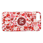 Coques Case-Mate iPhone Motif Monogramme Rose & Coeurs rouges (Dos (Horizontal))