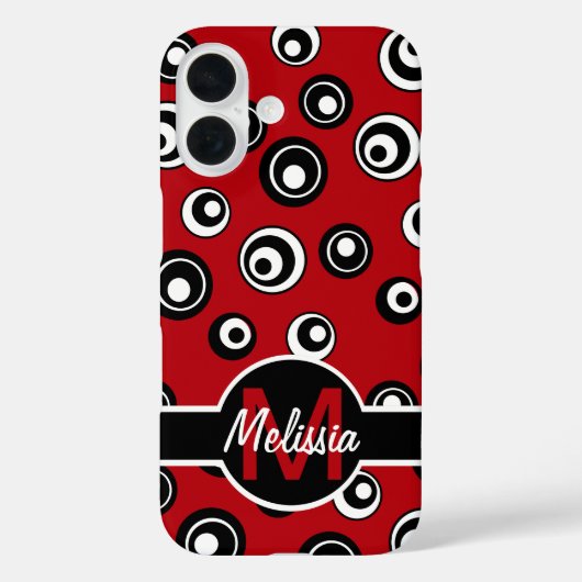 Coques Case-Mate iPhone Motif monogramme rouge, blanc noir (Verso)