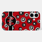 Coques Case-Mate iPhone Motif monogramme rouge, blanc noir (Verso (horizontal))