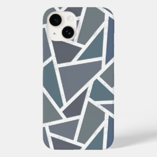 Coque Pour iPhone 14 Motif mosaïque bleu-gris