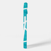 Coques Case-Mate iPhone Motif mosaïque bleu-vert et blanc (Verso / Droite)
