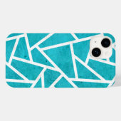 Coques Case-Mate iPhone Motif mosaïque bleu-vert et blanc (Verso (horizontal))