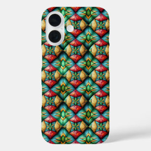 Coques iPhone 16 Motif mosaïque géométrique africain coloré