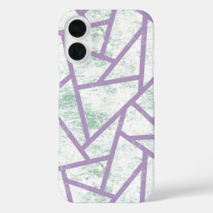 Coques iPhone 16 Motif mosaïque lavande et vert pâle