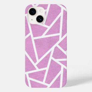 Coque Pour iPhone 14 Motif mosaïque rose et blanc