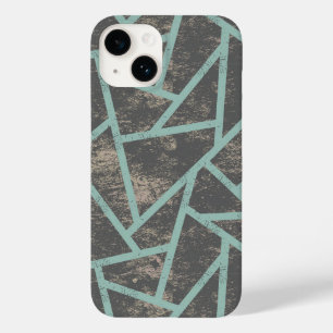 Coque Pour iPhone 14 Motif mosaïque vert pâle et gris