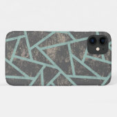 Coques Case-Mate iPhone Motif mosaïque vert pâle et gris (Dos (Horizontal))