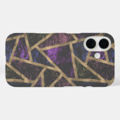 Coques Case-Mate iPhone Motif mosaïque violet et or (Verso (horizontal))