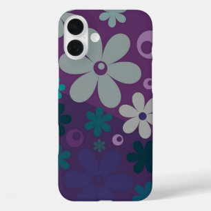 Coques iPhone 16 Plus Motif mou à fleurs violettes