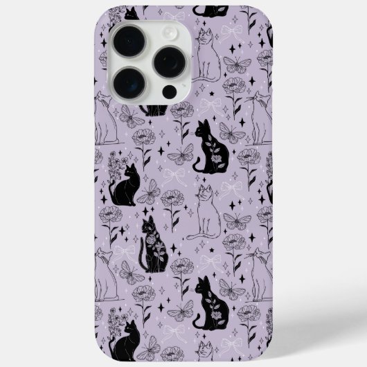 Coques Case-Mate iPhone Motif mystique de chat noir et papillon | Cuisine (Verso)