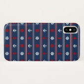 Coques Case-Mate iPhone Motif nautique blanc et bleu rouge (Dos (Horizontal))