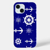 Coques Case-Mate iPhone Motif nautique bleu marine (Verso)