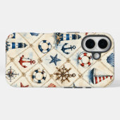 Coques Case-Mate iPhone Motif nautique côtier sans couture (Verso (horizontal))