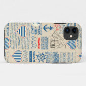Coques Case-Mate iPhone Motif nautique de journal (Dos (Horizontal))