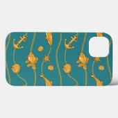 Coques Case-Mate iPhone Motif nautique d'or (Verso (horizontal))