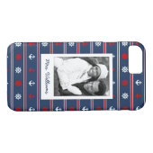 Coques Case-Mate iPhone Motif nautique patriotique | votre photo et nom (Dos (Horizontal))