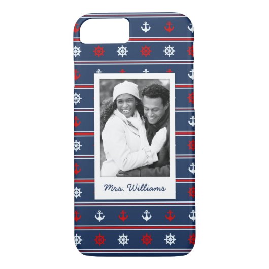 Coques Case-Mate iPhone Motif nautique patriotique | votre photo et nom (Dos)