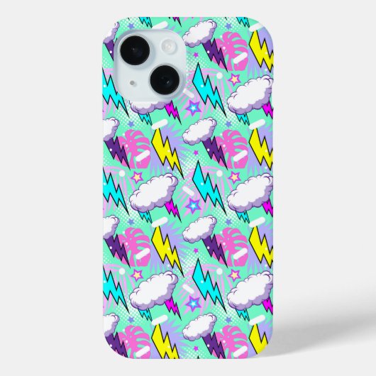 Coques Case-Mate iPhone Motif Neon Lightning Bolts & Stars (Verso)