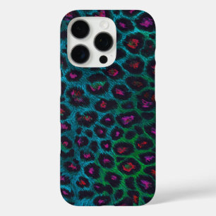 Coques iPhone 16 Pro Motif Neon-Noir de léopard des neiges