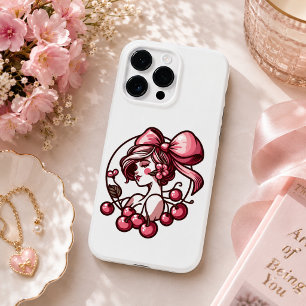 Coque Pour Pour iPhone 14 Pro Max motif noeud et cerise