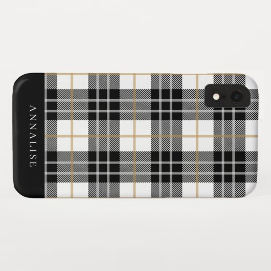Coques Case-Mate iPhone Motif noir/blanc à la mode de plaid (Dos (Horizontal))