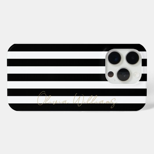 Coques Case-Mate iPhone Motif noir blanc rayures (Verso (horizontal))