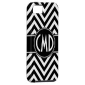 COQUES Case-Mate iPhone MOTIF NOIR DE CHEVRON VOS INITIALES DE MONOGRAMME (Dos/Droit)