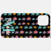 Coques Case-Mate iPhone Motif noir de fleur Groovy Nom    (Verso (horizontal))