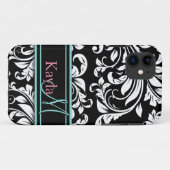 Coques Case-Mate iPhone Motif noir et blanc élégant de damassé avec le (Dos (Horizontal))